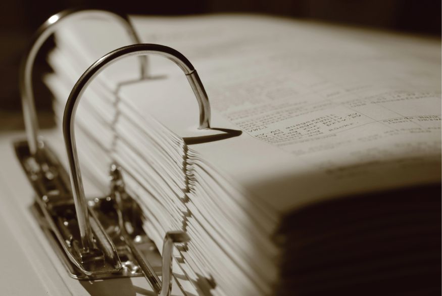Binder of stack of documents